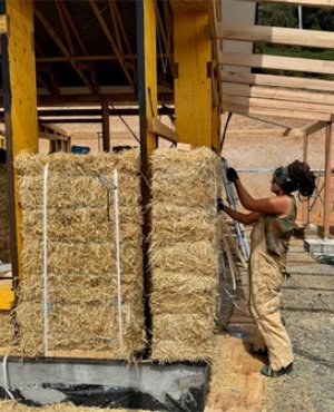 Strawbale building wall