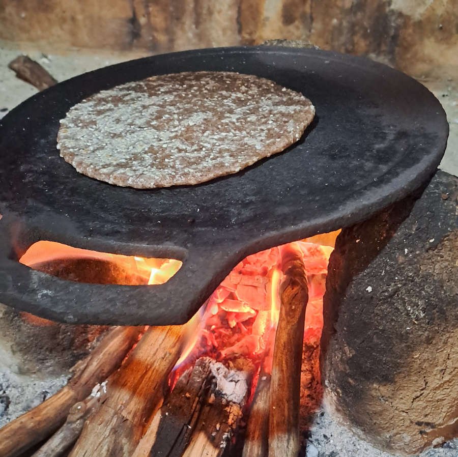 Cooking millet roti